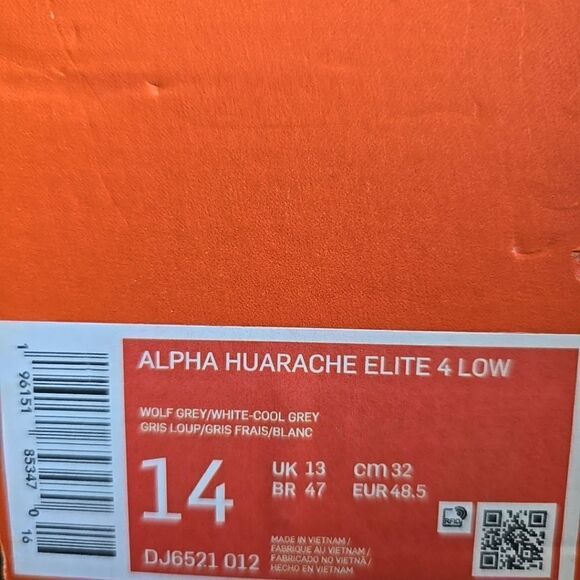 Nike Alpha Huarache Elite 4 Low 'Wolf Grey White' DJ6521-012 Baseball size 14 - Picture 11 of 11